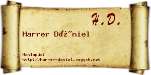 Harrer Dániel névjegykártya